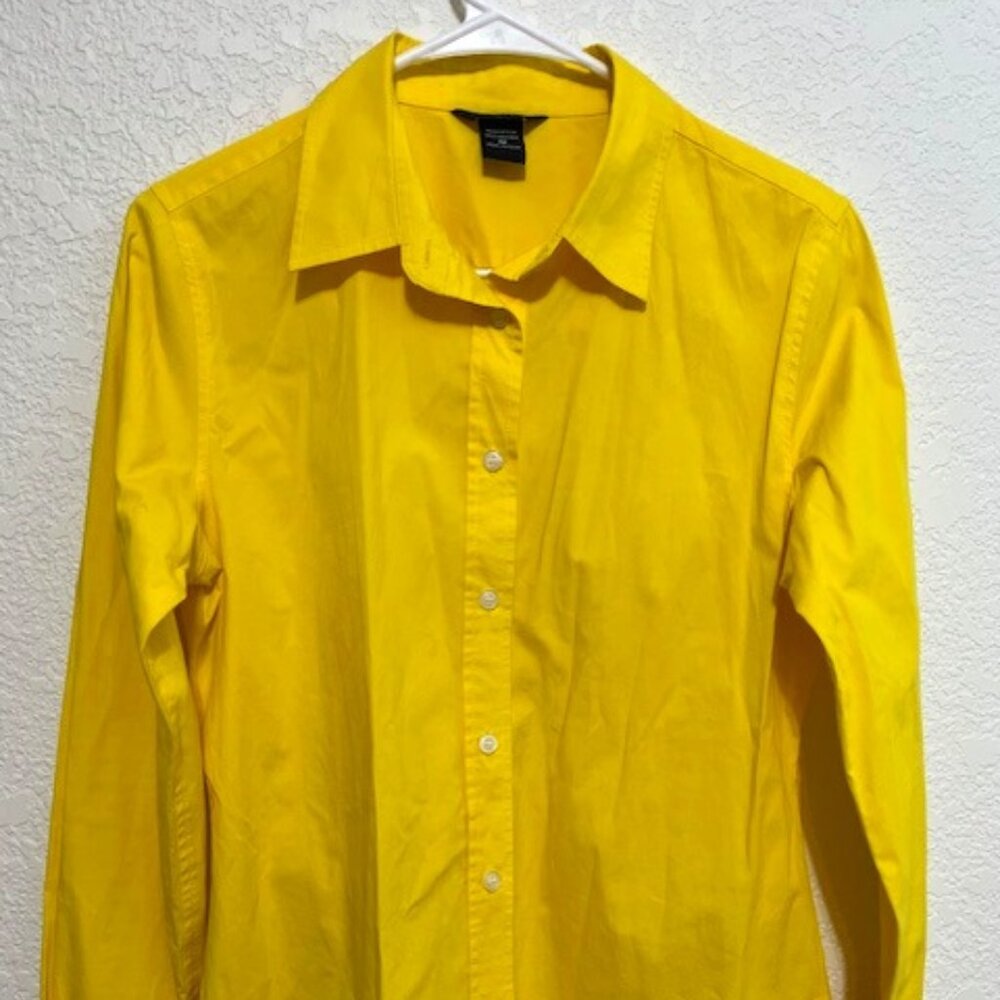 Moda International Yellow Button Front Blouse- Size M Summer Office Casual Fun